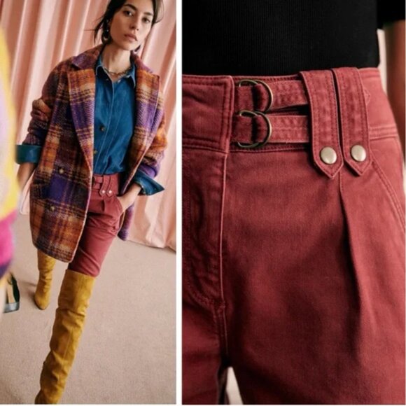 Sezane Burgundy Straight Leg Pants - Picture 1 of 7